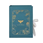 Green Art Paper Book Cardboard Boxes With Ribbon Magnetic Perfume Gift Packaging