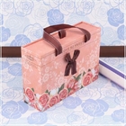 Pink Art Paper Paperboard Gift Boxes With Ribbon Handle drawer box shape For Jelwelry Packaging