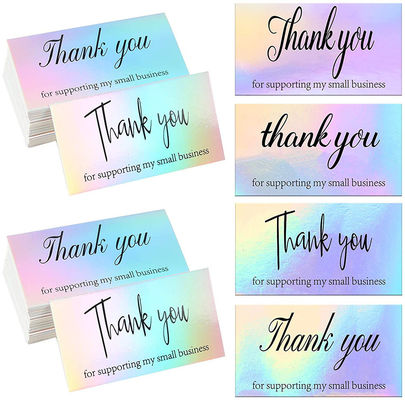 9×5cm Laser Cut Hologram Foil Cards , Wedding Shower Thank You Cards