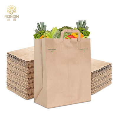 Promotional Flat Handle Kraft Printed Paper Shopping Bag For Takeaway