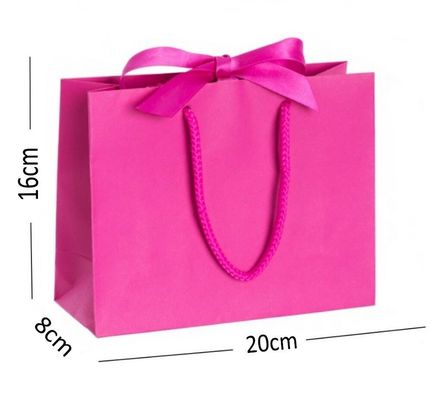 Rope Handle Ribbon Tie Printed Paper Shopping Bag For Boutique Shop