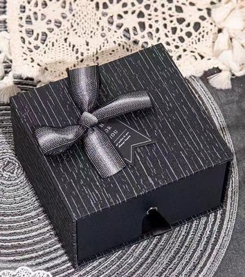 Art Paper Pink Paperboard Gift Boxes With Ribbon Drawer Box Shape For Cosmetic Packaging